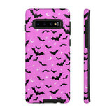 Pink Spooky Bat Print Tough Phone Cases