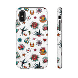 White Old School Retro Tattoo Tough Phone Case