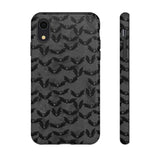 Grey Spooky Bat Print Tough Phone Cases