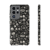 Creepy Doodle Skulls Print Tough Phone Cases
