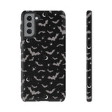 Black Spooky Bat Print Tough Phone Cases