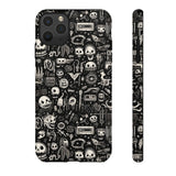 Creepy Doodle Skulls Print Tough Phone Cases
