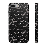 Black Spooky Bat Print Tough Phone Cases