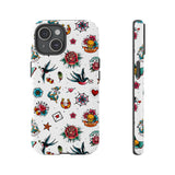 White Old School Retro Tattoo Tough Phone Case