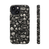 Creepy Doodle Skulls Print Tough Phone Cases