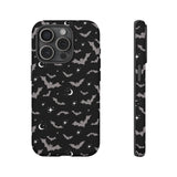 Black Spooky Bat Print Tough Phone Cases