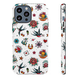White Old School Retro Tattoo Tough Phone Case