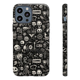 Creepy Doodle Skulls Print Tough Phone Cases