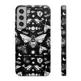 Black Celestial Witchy Moth Goth Tough Phone Case