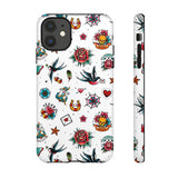 White Old School Retro Tattoo Tough Phone Case