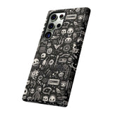 Creepy Doodle Skulls Print Tough Phone Cases