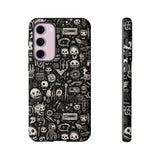 Creepy Doodle Skulls Print Tough Phone Cases