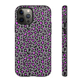 Grey and Pink Leopard Print Tough Phone Case