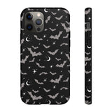 Black Spooky Bat Print Tough Phone Cases