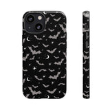 Black Spooky Bat Print Tough Phone Cases
