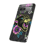 Floral Panther Print Tough Phone Case