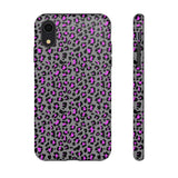 Grey and Pink Leopard Print Tough Phone Case