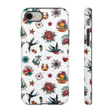 White Old School Retro Tattoo Tough Phone Case