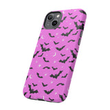Pink Spooky Bat Print Tough Phone Cases
