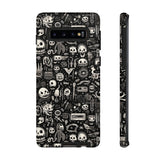 Creepy Doodle Skulls Print Tough Phone Cases