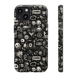 Creepy Doodle Skulls Print Tough Phone Cases