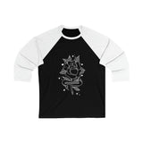 Tattoo Rose Black & White Unisex 3\4 Sleeve Baseball Tee