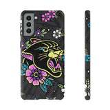 Floral Panther Print Tough Phone Case