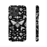 Black Celestial Witchy Moth Goth Tough Phone Case