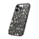 Creepy Doodle Skulls Print Tough Phone Cases