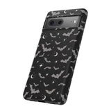 Black Spooky Bat Print Tough Phone Cases