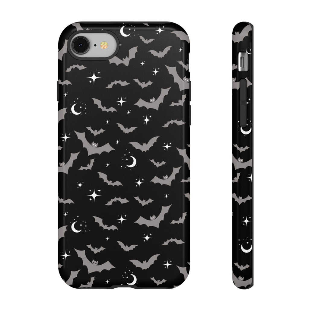 Black Spooky Bat Print Tough Phone Cases