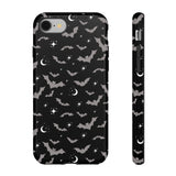Black Spooky Bat Print Tough Phone Cases