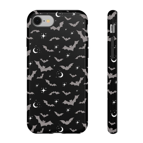 Black Spooky Bat Print Tough Phone Cases
