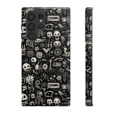 Creepy Doodle Skulls Print Tough Phone Cases
