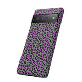 Grey and Pink Leopard Print Tough Phone Case