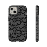 Grey Spooky Bat Print Tough Phone Cases