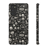 Creepy Doodle Skulls Print Tough Phone Cases