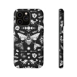 Black Celestial Witchy Moth Goth Tough Phone Case