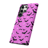 Pink Spooky Bat Print Tough Phone Cases