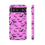 Pink Spooky Bat Print Tough Phone Cases