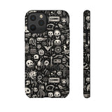 Creepy Doodle Skulls Print Tough Phone Cases