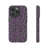 Grey and Pink Leopard Print Tough Phone Case