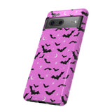 Pink Spooky Bat Print Tough Phone Cases