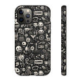 Creepy Doodle Skulls Print Tough Phone Cases