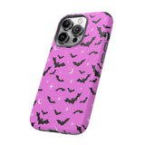 Pink Spooky Bat Print Tough Phone Cases