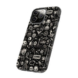 Creepy Doodle Skulls Print Tough Phone Cases