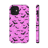 Pink Spooky Bat Print Tough Phone Cases