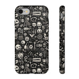 Creepy Doodle Skulls Print Tough Phone Cases