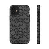 Grey Spooky Bat Print Tough Phone Cases