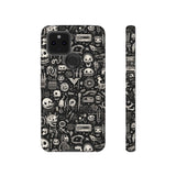 Creepy Doodle Skulls Print Tough Phone Cases
